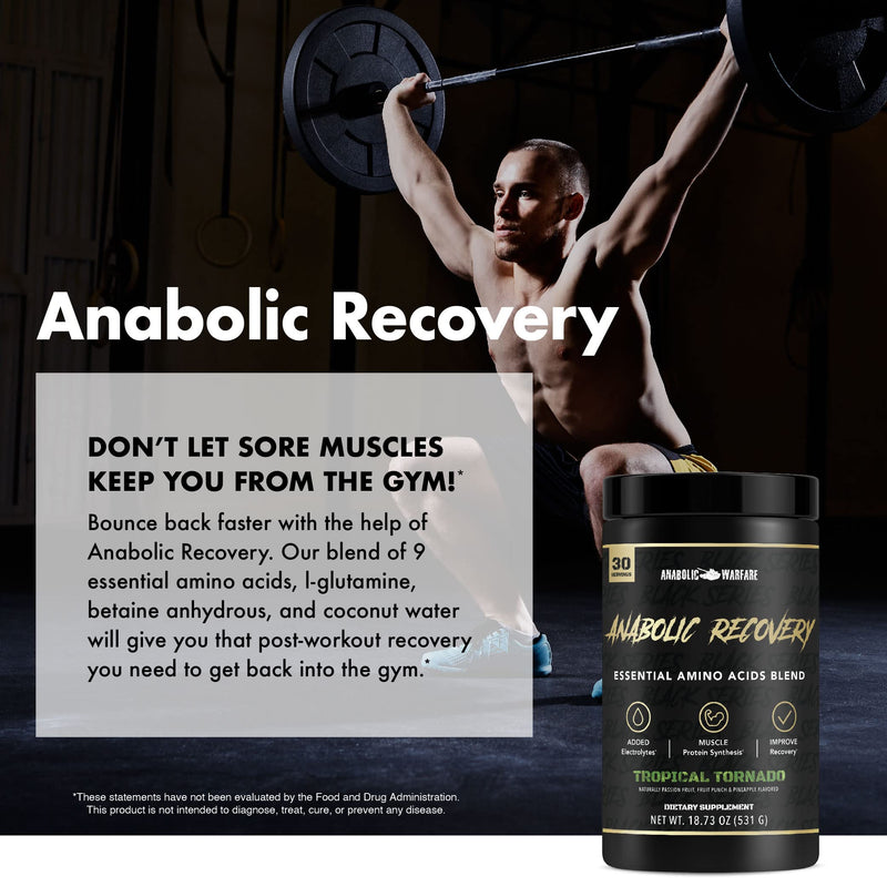 [Australia] - Anabolic Warfare Anabolic Recovery Essential Amino Acid Blend - Post-Workout Recovery & Premium Hydration to Build Muscle (Tropical Tornado, 30 Servings) Tropical Tornado 