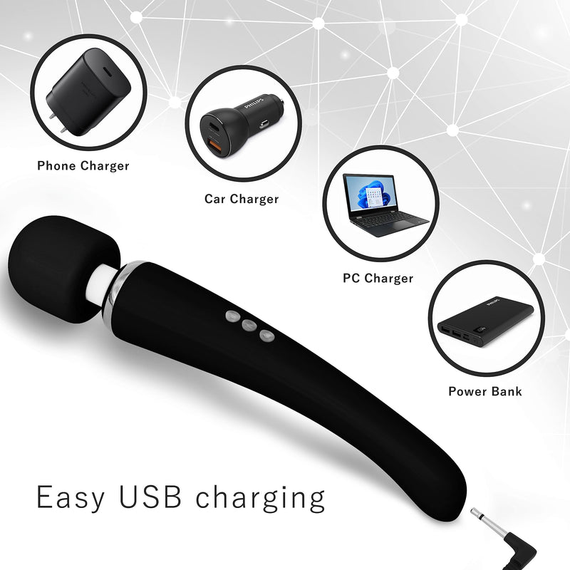 [Australia] - Therapeutic Cordless Massager - Powerful Massage Tool Handheld 8 Speeds 20 Patterns - Rechargeable Hand Massagers for Sore Muscles - Hand Held Massage Tool for Neck & Back Charcoal 