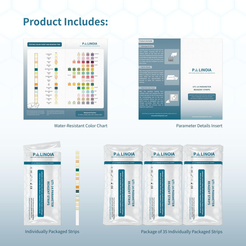 [Australia] - Comprehensive 14-in-1 Parameter Individually Packed Urine Test Strips - Ideal for UTI, Urinalysis for Ketogenic Diets, and More | 35 Count 