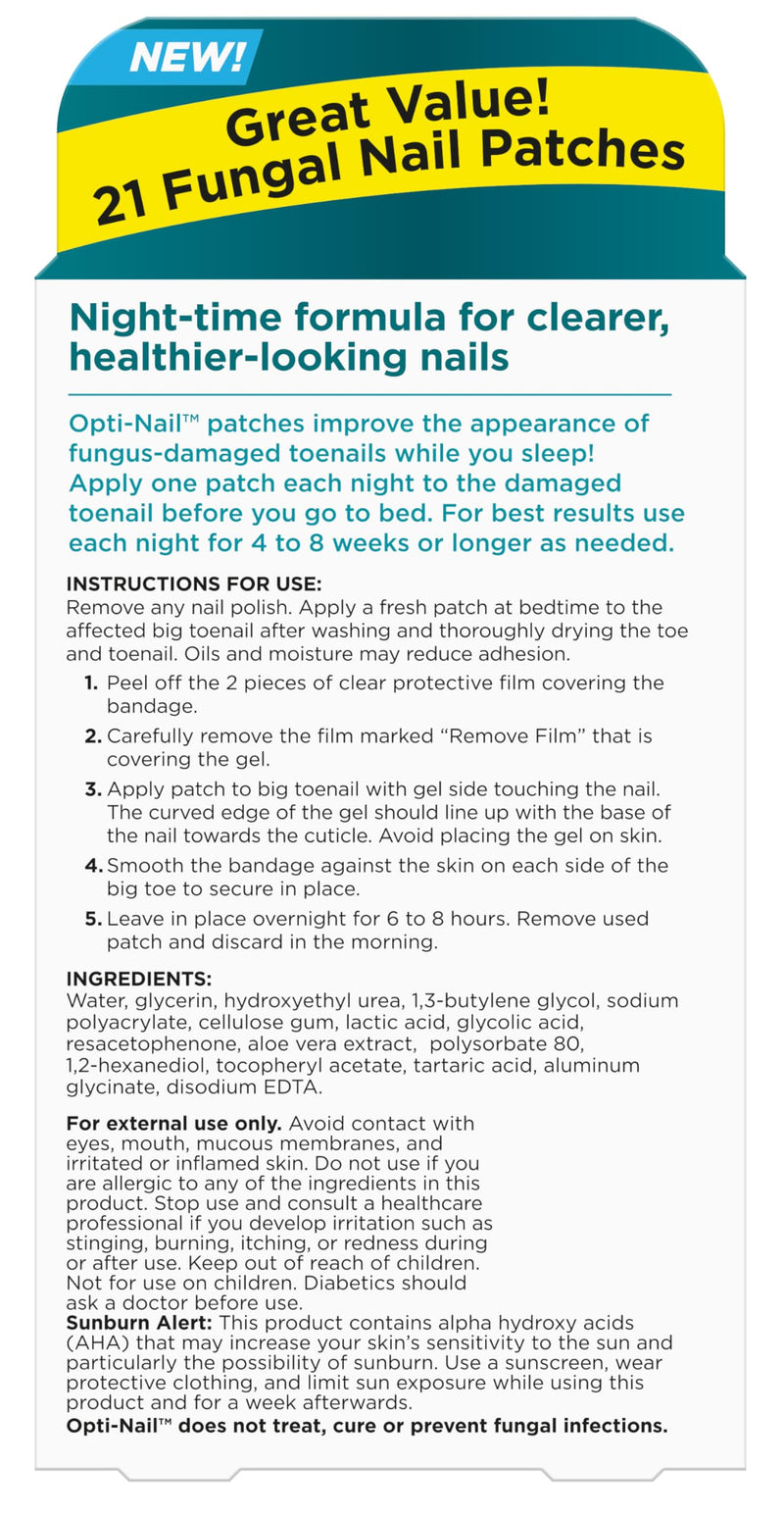 [Australia] - Opti-Nail Fungal Nail Renewal Patches - 21 Patches, Night-Time Treatment Improves Nail Appearance While You Sleep 21 Count (Pack of 1) 