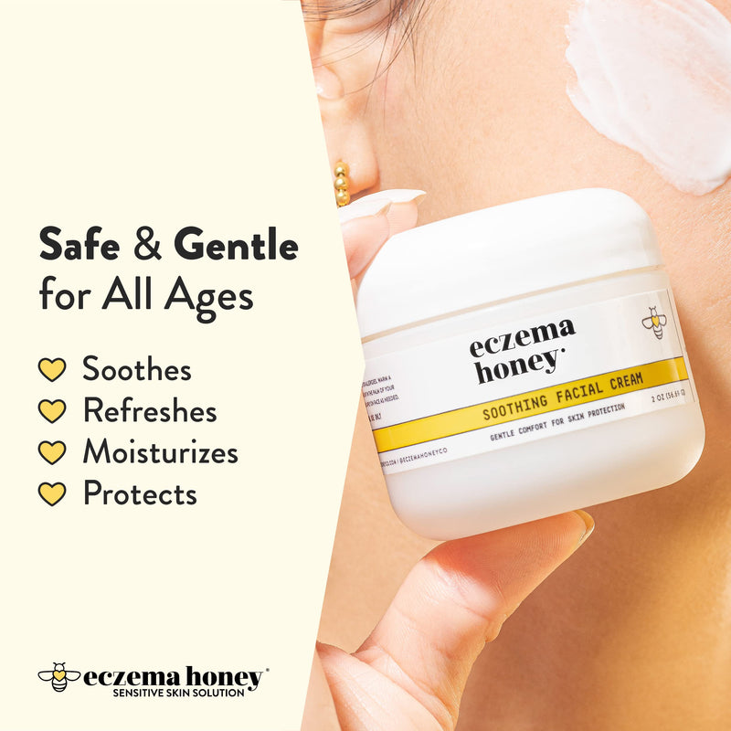ECZEMA HONEY Soothing Facial Cream & 15% Vitamin C + Ferulic Acid Serum - Bundle for Sensitive & Dry Skin - Cruelty Free