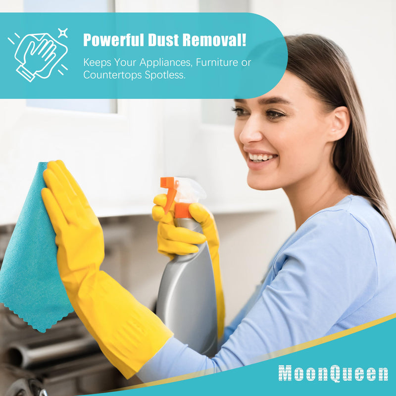 [Australia] - MOONQUEEN 12 Pack Microfiber Cleaning Cloth - Reusable Cleaning Rag, Fast Drying Cleaning Towels,12"X12", Green/Blue/Yellow/Pink 