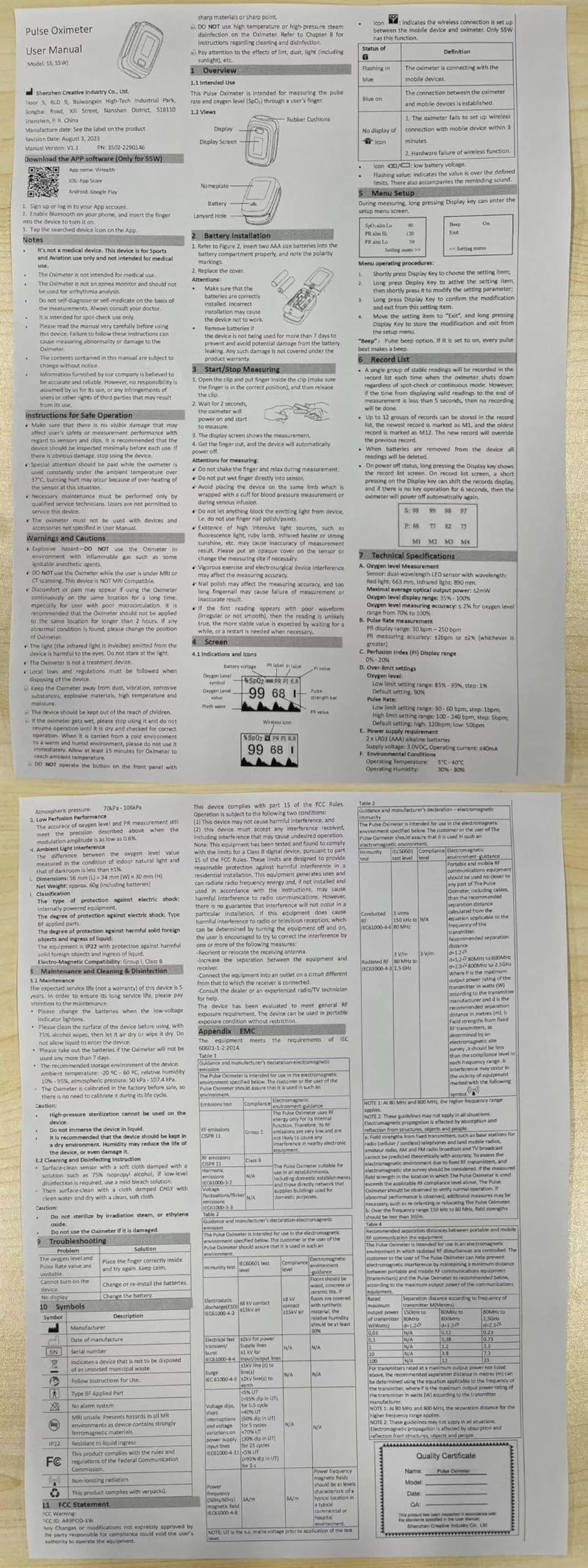 [Australia] - Vibeat Bluetooth Fingertip Pulse Oximeter with Pulse Rate, Blood Oxygen Saturation Monitor | Finger O2 Meter, Batteries and Lanyard Included, Free APP, FSA/HSA Eligible 