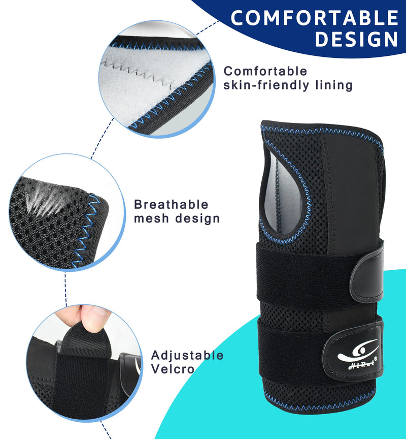 HiRui Wrist Brace for Carpal Tunnel Arthritis, Wrist Support with Splints Compression Hand Support for Tendonitis Sprain, Fits Day&Night Sleep Support, Adjustable (Medium, Right Hand (Pack of 1)) Right Hand (Pack of 1) Medium