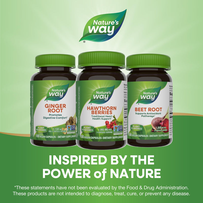 Nature's Way Herbal Hawthorn Berries, Traditional Heart Health Support*, 100 Vegan Capsules (Packaging May Vary) (Pack of 2) 100 Count (Pack of 2)