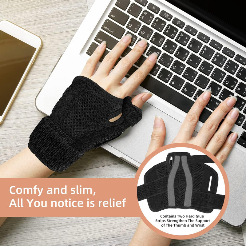 [Australia] - Trigger Thumb Splint - Thumb Spica Support Brace Stabilizer for Pain, Sprains, Arthritis, Tendonitis (Right Hand or Left Hand) (Black) Black 