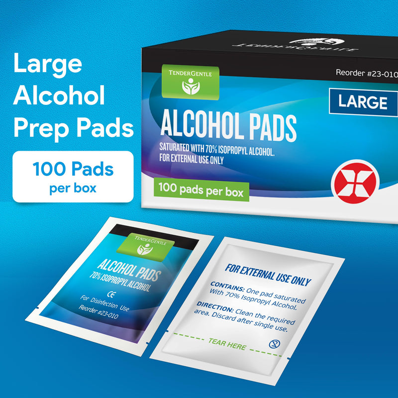 [Australia] - Alcohol Wipes Individually Wrapped - 100 Sterile Alcohol Prep Pads Saturated with 70% Isopropyl - Skin Prep Swabs for First Aid, Injections, Nails, and Medical Use - Large 1 Count (Pack of 100) 