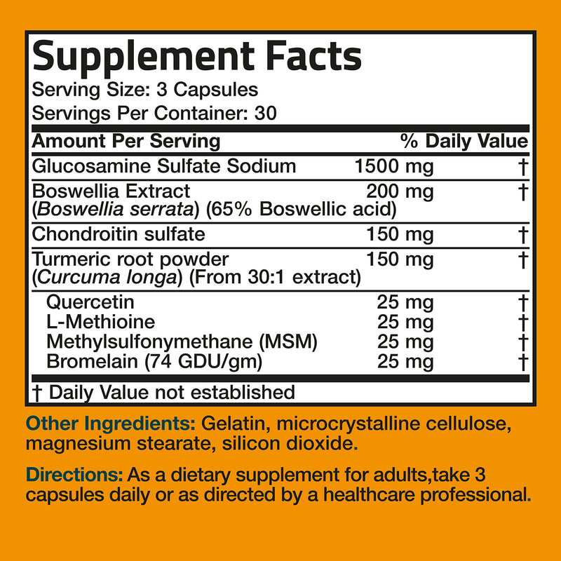 [Australia] - Bronson Glucosamine Chondroitin Turmeric & MSM Advanced Joint & Cartilage Formula, Supports Healthy Joints, Mobility & Cartilage - Non-GMO, 90 Capsules 90 Count (Pack of 1) 