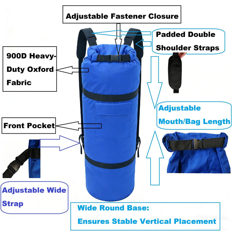 Heavy Duty 900D Oxford Camping Chair Bag Camp Cot Bag,Duffel Bag Padded Foam Shoulder Straps,Click Clack Fastener Closure & Side Pocket,for Hammocks,Moving Outdoor Trave(1, Dark Blue, 53Lx11D inch)
