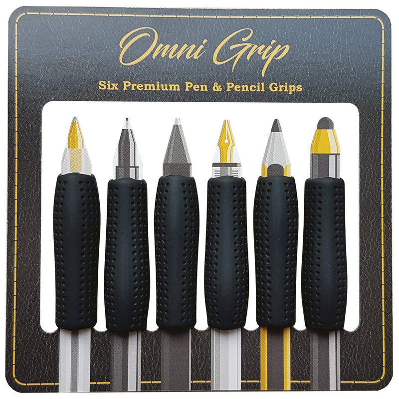 [Australia] - Chrome Cherry Omni Grip 6 Pack with Pen and Pencil Comfort Grips Black 