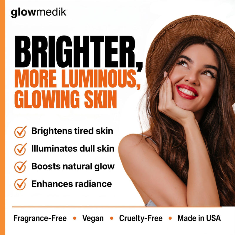 GlowMedik Vitamin C Serum for Face - Illuminating Brightening Serum for Dark Spots - Dark Spot Corrector with Hyaluronic Acid & Vitamin E - Fine Lines & Wrinkles, Sensitive Skin, Made in USA 2 fl oz 2 Fl Oz (Pack of 1)