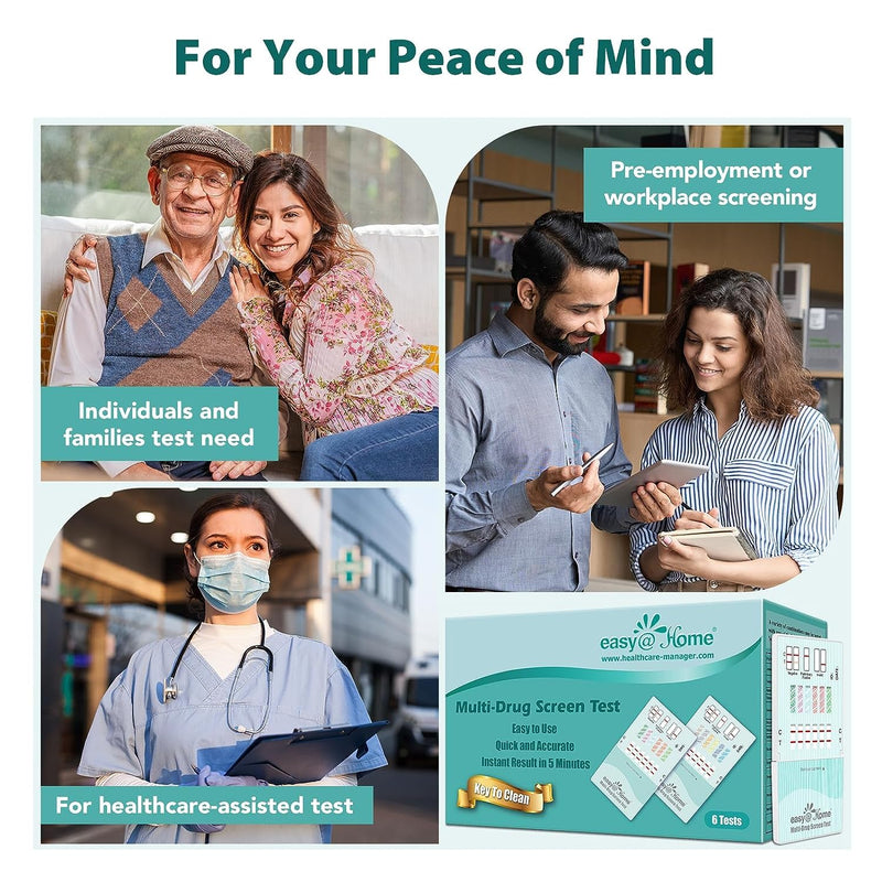 Easy@Home Multi-Drug Screen Test: Check for Buprenorphine (BUP), Cocaine (COC), Morphine (MOR), Methadone (MTD), Oxazepam (BZO), Oxycodone (OXY) -#EDOAP-865 (6 Pack) | Testing for Buprenorphine (BUP), Cocaine (COC), Morphine (MOR), Methadone (MTD), Oxa...