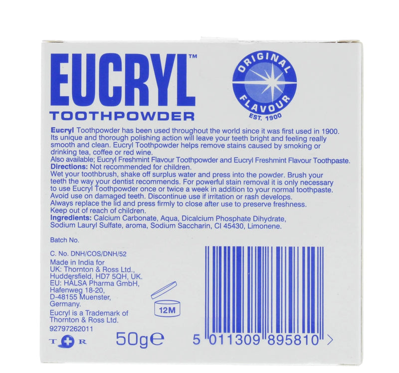 [Australia] - Eucryl Smokers Toothpowder Original 50g, Powerful Stain Remover (Pack of 6) 