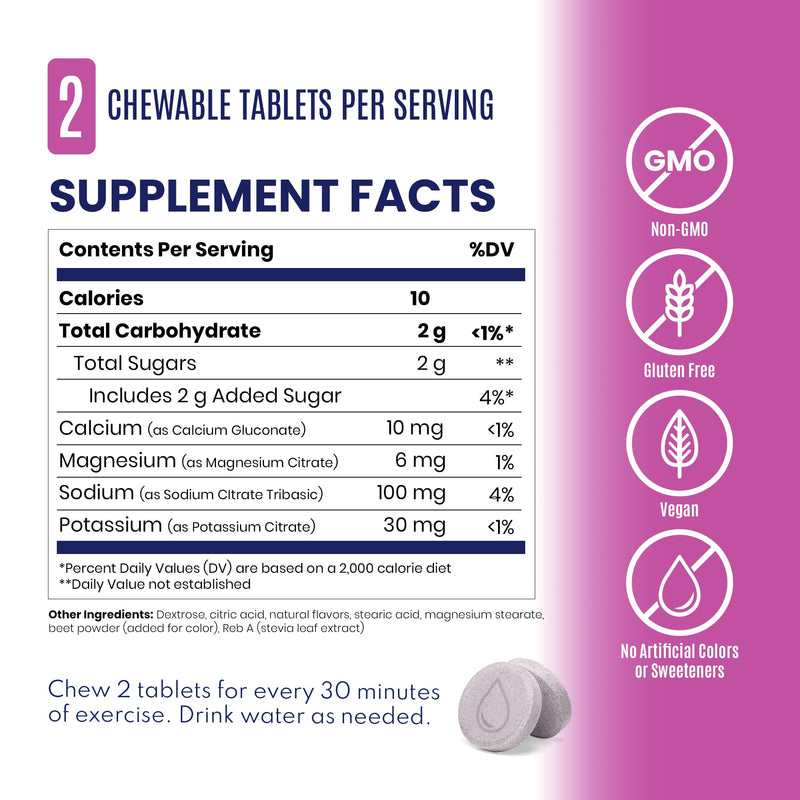 SaltStick FastChews Electrolytes - 60 Chewable Electrolyte Tablets - Salt Tablets for Running, Fast Hydration, Leg Cramps Relief, Sports Recovery - Non-GMO, Vegan, Gluten Free (Mixed Berry)