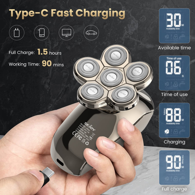 [Australia] - Electric Razor for Bald Men, Head Shavers for Men 5-in-1 Multifunctional 6D Electric Head Shaver Waterproof Recharageable Rotary Shaver Grooming Kit Mens Electric Shaver 
