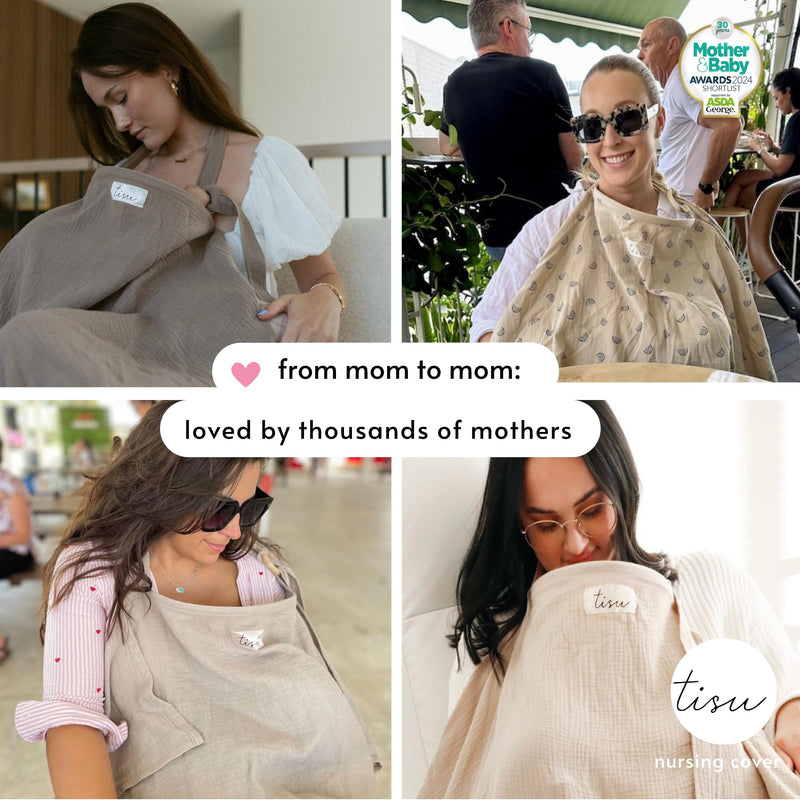[Australia] - Nursing Cover for Baby Breastfeeding & Pumping | Multi Use Car Seat Stroller Cover | Breathable Soft Muslin Cotton | Breast Feeding Apron & Shawl by TISU (Dusty Green Rainbow) Dusty Green Rainbow 