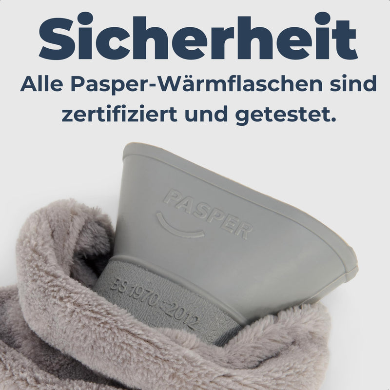 [Australia] - XXL hot water bottle large 3.5 liters with cover - gray and soft fleece hot water bottle cover - hot water bottle XL for babies, children and adults - gift for women girlfriend extra large - 3.5 liters 