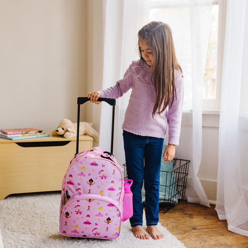Wildkin Kids Rolling Luggage Bundle with 2 Matching Bag Tags (Ballerina)