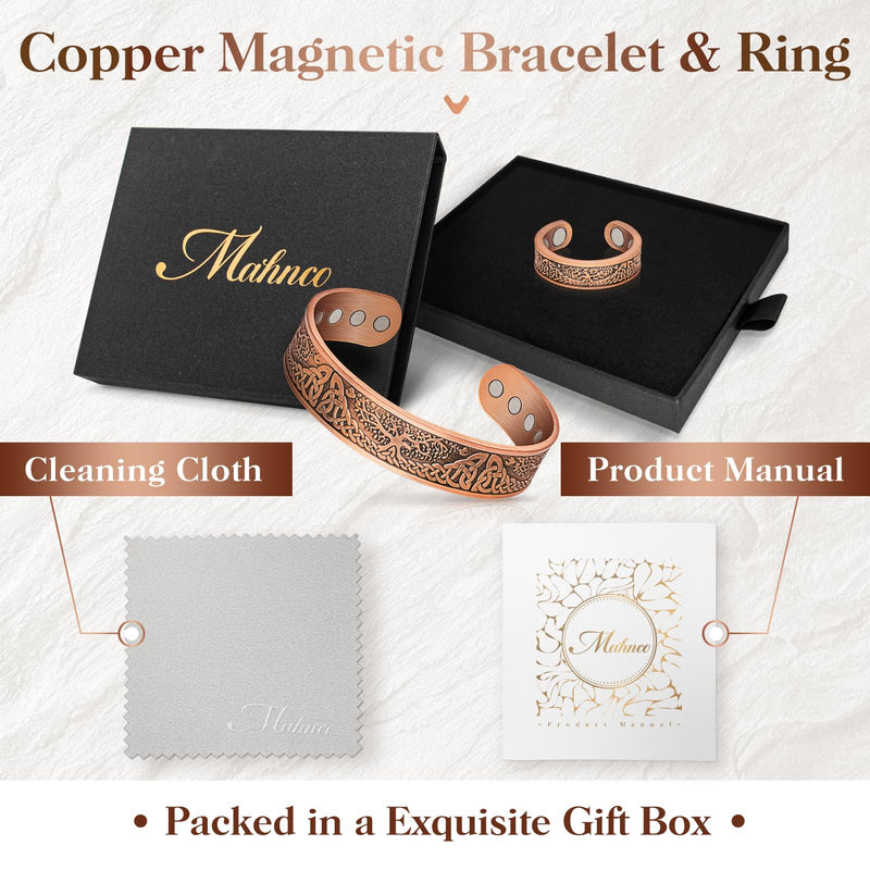 [Australia] - Mahnco Copper Bracelet for Men & Women,12X Strength Magnetic Bracelets & Lymphatic Drainage Ring for Mens, 100% Solid Pure Copper Jewelry Gift Copper-Tree of Life 