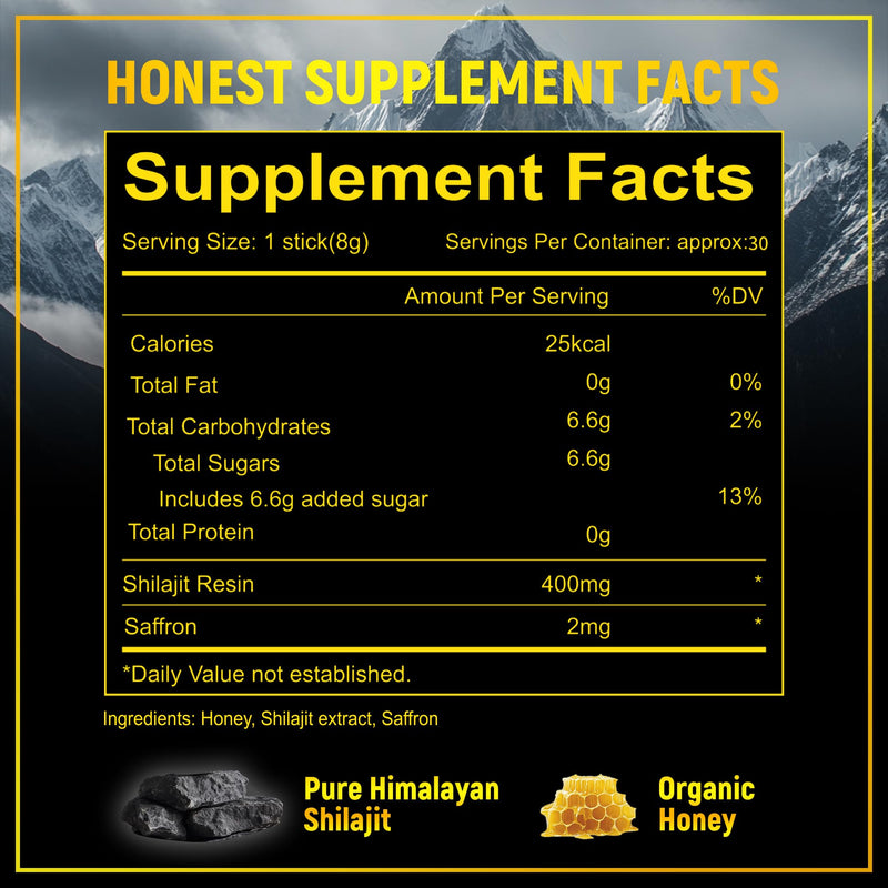 [Australia] - 30PCS Men's Strong Himalayan Shilajit Honey Sticks with Organic Saffron,85+Trace Minerals,75%+ Fulvic Acid,Enhance Cognitive Functions Boost Energy&Strength 