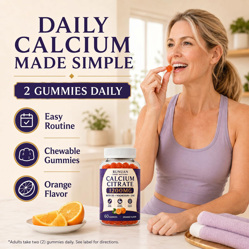 2PACK Calcium 600mg 1200mg Magnesium Zinc D3 Gummies for Women Men | Magnesium Zinc Calcium Citrate Chews Gummies Supplement for Bone, Teeth, Muscle Support, Non GMO, Sugar Free, Vegan, Orange