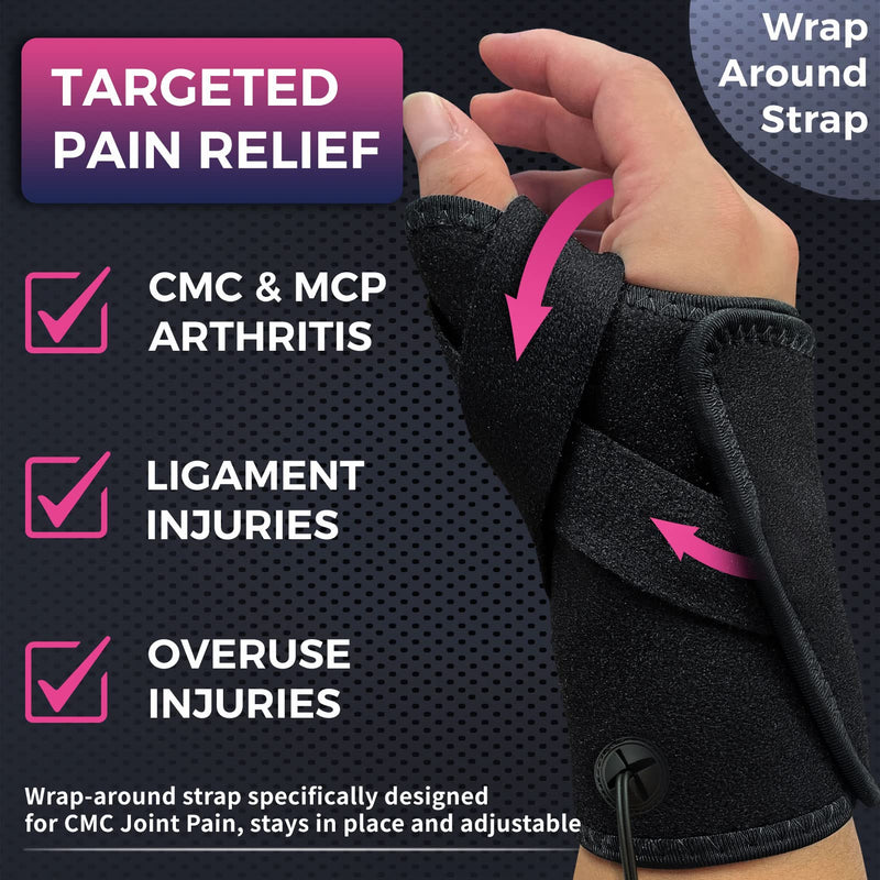 [Australia] - Hand Heating Pad for CMC Joint Thumb Arthritis, Heated Wrap Brace Splint Provides Support and Compression for Right Left Hand. Helps Men Women with Carpal Tunnel Relief, Wrist Pain, Tendonitis L/XL Black 