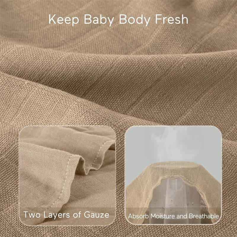 [Australia] - Momcozy Muslin Swaddle Blankets, Swaddle Blanket for Baby Boys and Girls, 4-Pack Breathable and Skin-Friendly Baby Receiving Blankets Swaddle Wrap, Baby Essentials, Registry & Gift, 47 x 47 inches Brown 