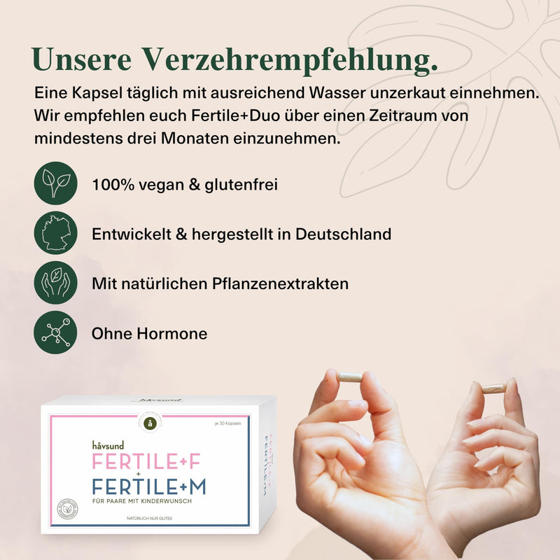 [Australia] - håvsund FERTILE+DUO fertility complex for couples (30 capsules each) • Fertility vitamins for women & men • 1x FERTILE+F for women + 1x FERTILE+M for men • Set for him & her 