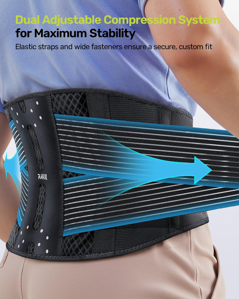 [Australia] - Thin Back Brace, 6X Metal Lower Back Support for Men Women, Lightweight Lumbar Support with 3D Pad, Breathable Support Belt for Herniated Disc, Sciatica Pain Relief, Gray Size M 