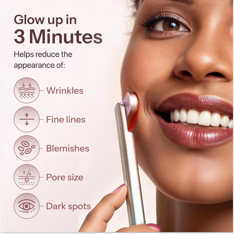 Red Light Therapy Wand for Face – 4-in-1 Device with Travel Case - Adjustable Head - Red & Blue LED - Soothing Massage - Portable Skin Care Tool for Anti-Aging, Glow & Firmness