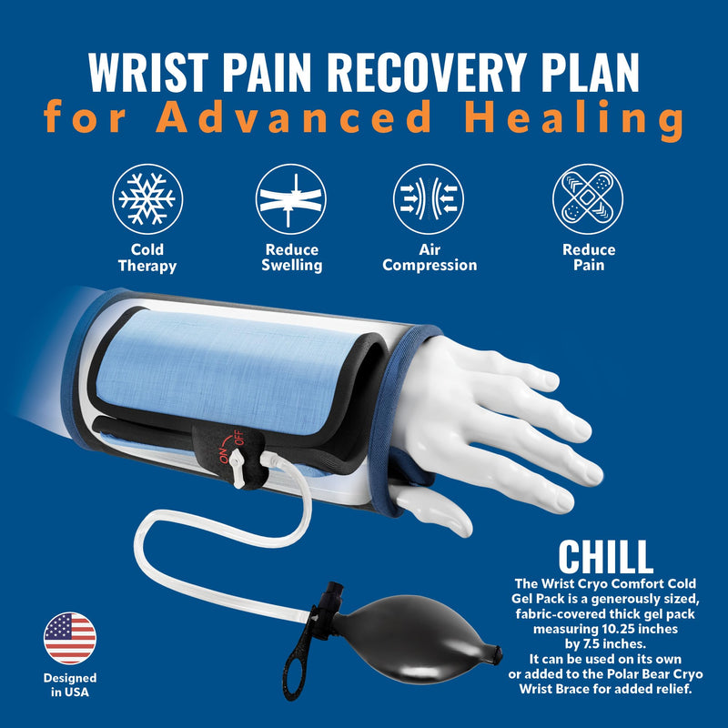 [Australia] - Polar Bear Cryo Wrist Brace – Medical-Grade Cold & Compression Therapy for Men & Women, Wrist Brace for Carpal Tunnel, Great for Sports and Athletes, Adjustable Universal Right, Black 