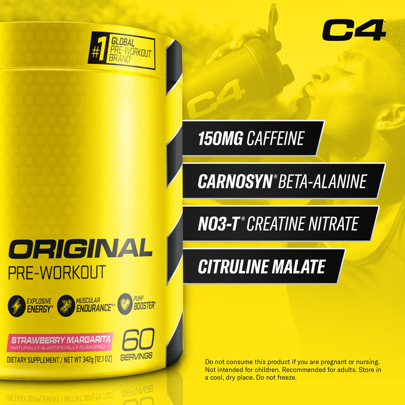 C4 Original Pre Workout Powder with 150mg Caffeine, 60 Servings Strawberry 12.1 Ounce (Pack of 1)