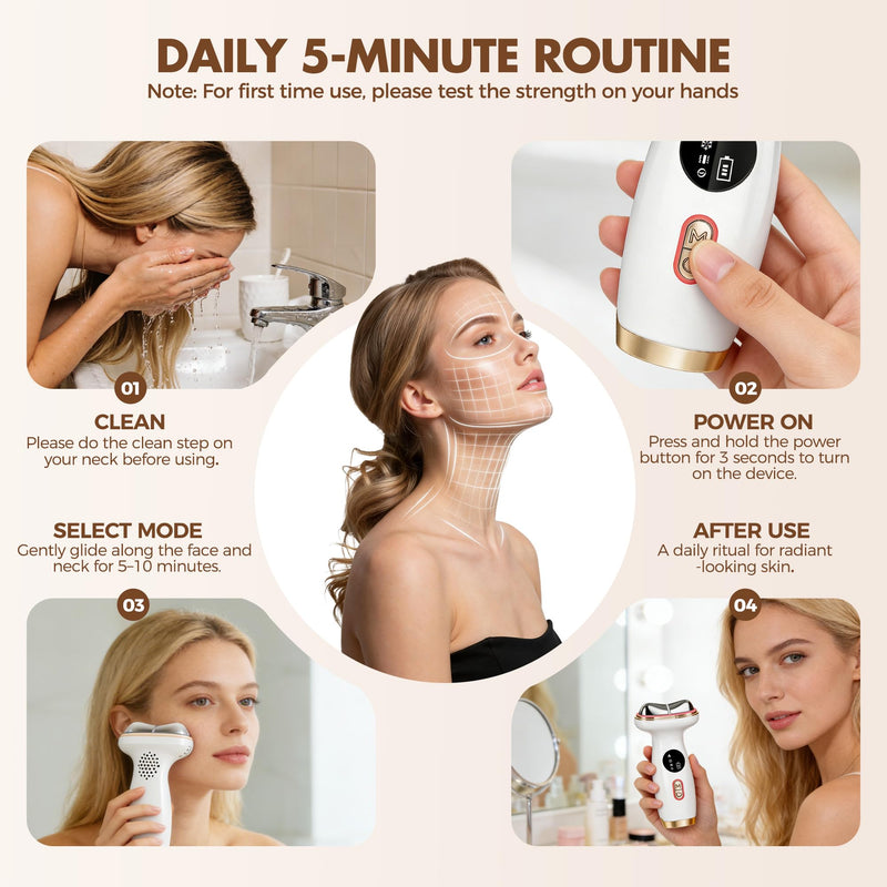 Red Light Therapy for Face, Electric Gua Sha Facial Massager, Microcurrent Facial Device for Tightening & Lifting, Warm Compress for Better Skincare Absorption & Cold Compress for Depuffing White
