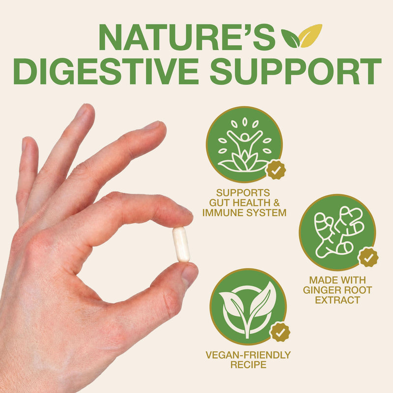 Ginger Capsules 3200mg High Strength | Ginger Root Extract Supplement for Nausea Relief, Digestive Health, Joint Support & Immune Wellness | Vegan & Vegetarian Friendly | Made in the UK 60 count (Pack of 1)