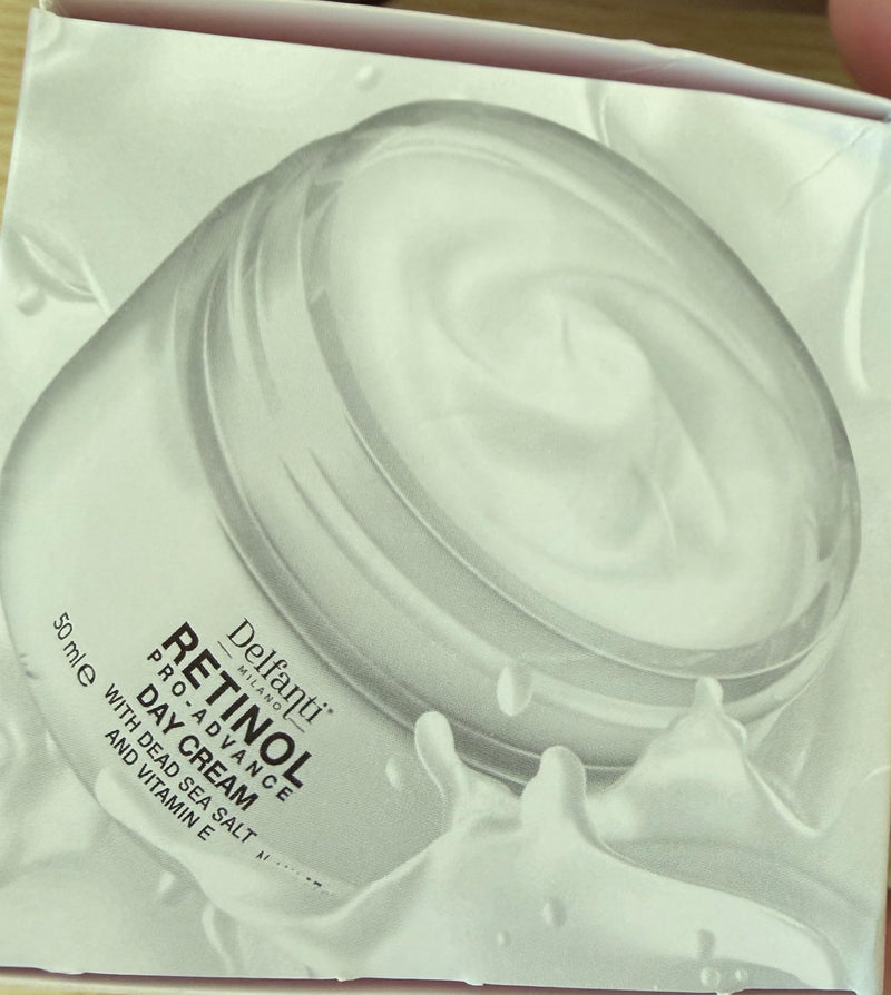 Delfanti Milano, Retinol Pro Advance Day Cream with Dead Sea Salts and Vitamin B, Anti Aging Moisturizer for Face and Neck, Made in Italy, 1.7 oz 50 mL