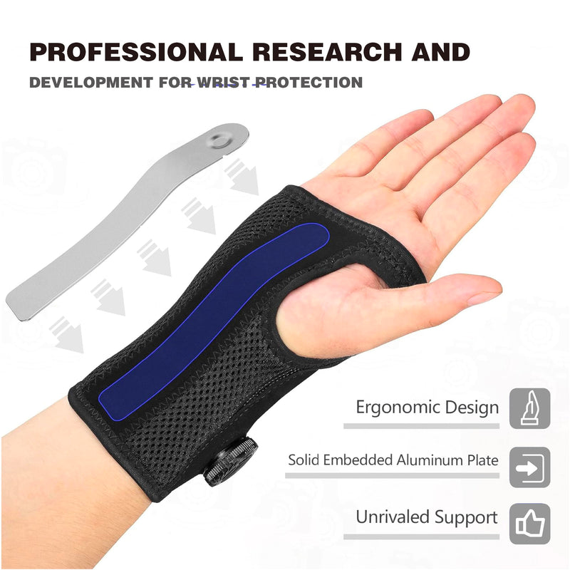 [Australia] - Adjustable Wrist Brace-Precision BOA Closure System Night Sleep Support Brace,Suitable for Men and Women with Wrist Sprains, Tendonitis, Arthritis, and Wrist Pain(Black-Right Hand-1 Count) 