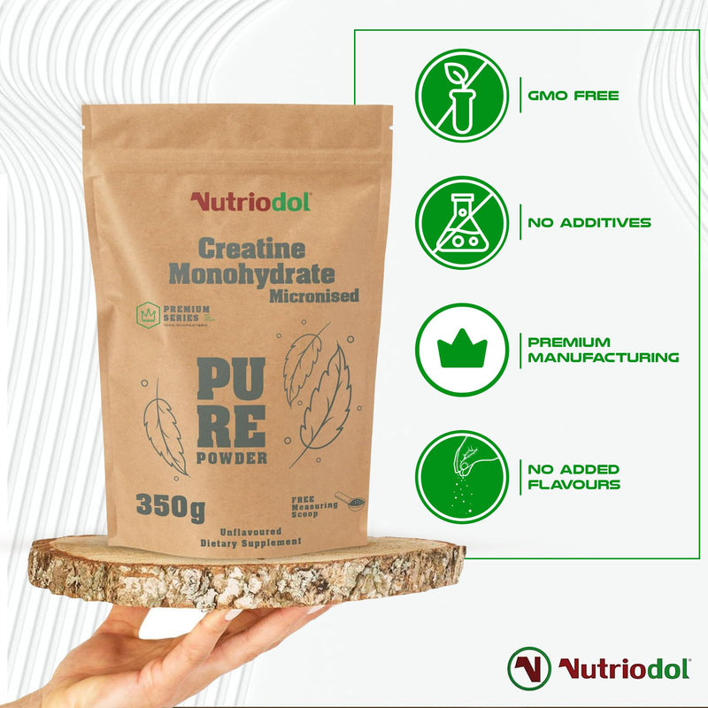 Creatine Monohydrate Powder | Selected Premium Micronised Quality | Pre-Workout & Post-Workout Supplement for Muscle Performance & Recovery. (Unflavoured 350g)