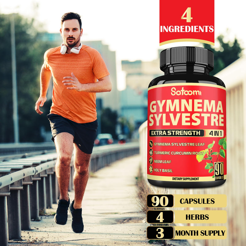 [Australia] - Satoomi Pure Gymnema Sylvestre Capsules Extract - 90 Capsules for 3-Month - Combined with Neem Leaf, Holy Basil & Turmeric Curcumin Root 