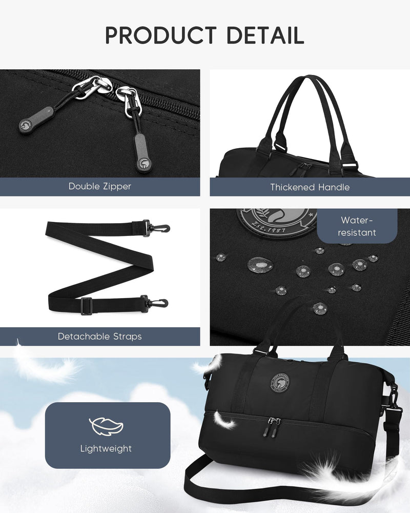 TSA Approved Spirit Frontier Airlines Personal Item Bag 18x14x8 with Shoe Compartment Tote Carry on Weekender Overnight for Women Men Black 18x14x8 inch