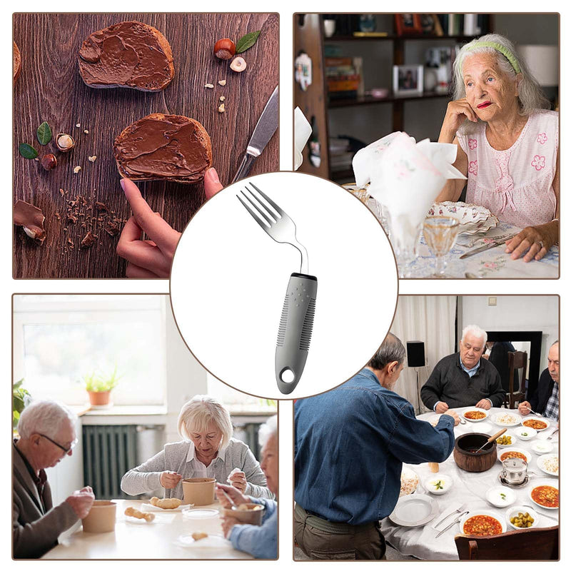 4 PCS Knife Fork Spoon Set Bendable Cutlery for Arthritic Hands Elderly Aids for Daily Living Extra Wide Handles Easy Grip Cutlery Set Aids Arthritic Hands