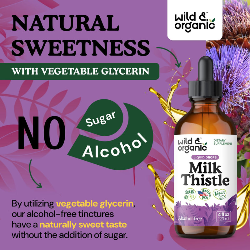 [Australia] - Wild & Organic Milk Thistle Liquid Drops - Liver Cleanse Detox - Silymarin Milk Thistle Supplement for Liver Support - Silybum Marianum Seed Extract Tincture - Vegan, Sugar & Alcohol-Free - 4 fl oz 4 Fl Oz (Pack of 1) 