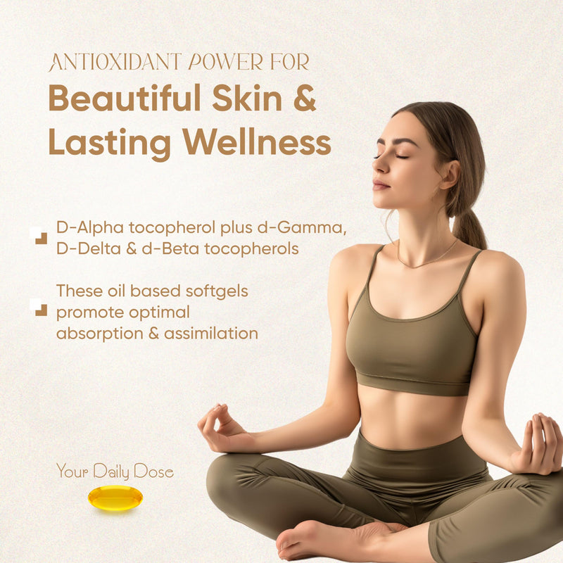 Vitaminnica Vitamin E- 120 Softgels 200 IU – Antioxidant Support for Skin, Hair, Immunity & Cellular Protection