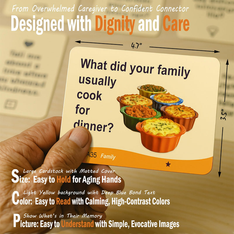 [Australia] - Conversation Cards for Dementia & Alzheimer's - 240 Prompts to Rediscover Their Story & Break Through The Silence | A Bridge to Meaningful Conversation & Joy for Caregivers Standard Edition 