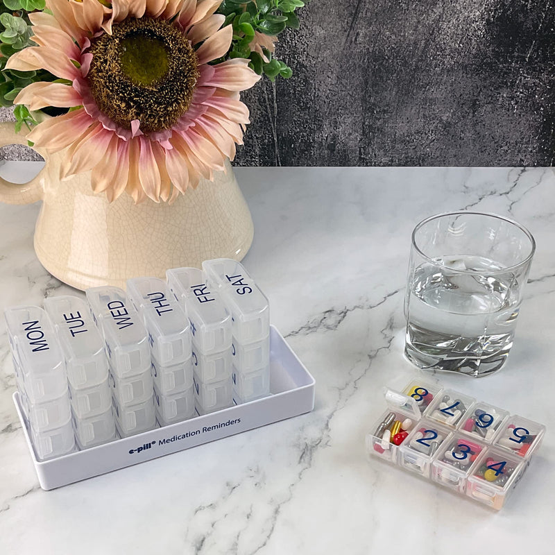 e-Pill 8 Times a Day x 7 Day Large Weekly Pill Organizer, Vitamin, and Medicine Box (Clear) Clear