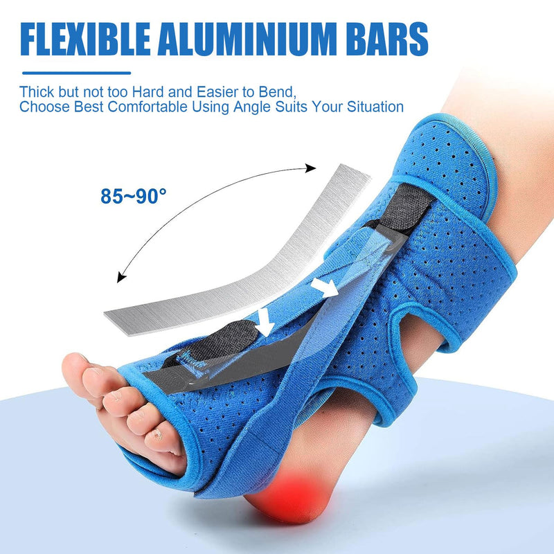 [Australia] - Plantar Fasciitis Night Splint-Upgrade 3 Adjustable Planter Facetious Relief Brace,Plantar Fasciitis Relief Women Men Straps,Support Relief Foot Drop Achilles Tendonitis Day Night(Blue-1PC) Blue 1PC 