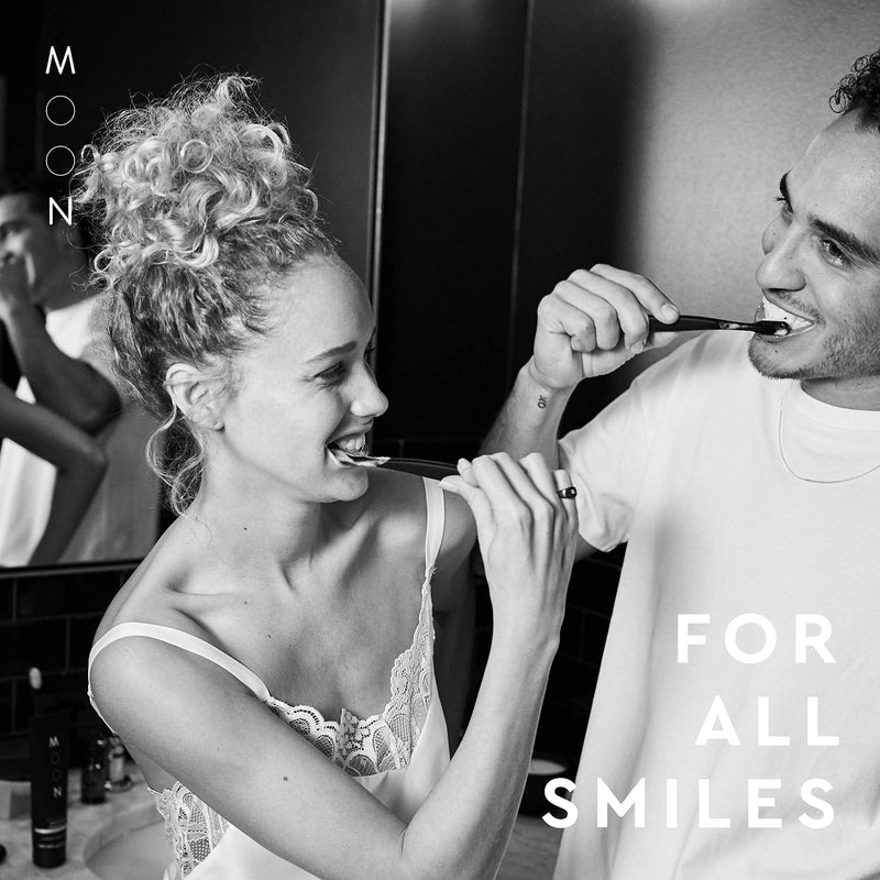 [Australia] - MOON Soft Bristle Toothbrushes, White and Black Sleek Design, Gentle Cleaning, Ideal for Daily Oral Care, Soft Bristles for Comfortable Use, (2 Pack) 1 Count (Pack of 2) 