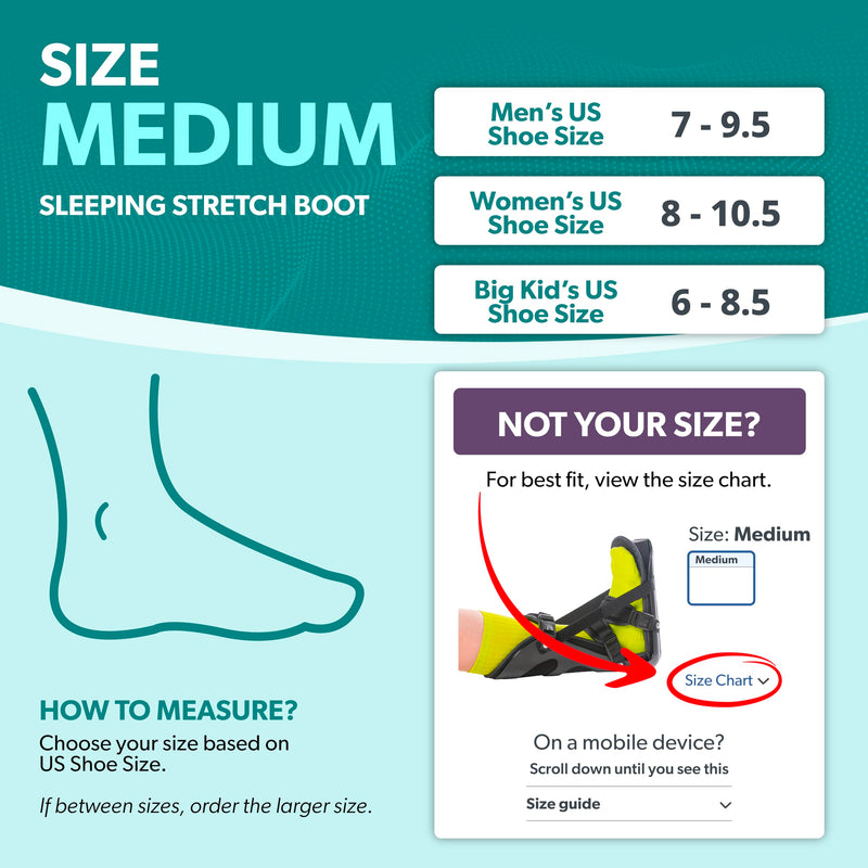 [Australia] - BraceAbility Sleeping Stretch Boot - Plantar Fasciitis Night Foot Splint Adjustable Achilles Tendonitis Brace for Fascia, Tendon and Calf Stretching, Heel and Bone Spur, Arch Pain Treatment (Medium) Medium 
