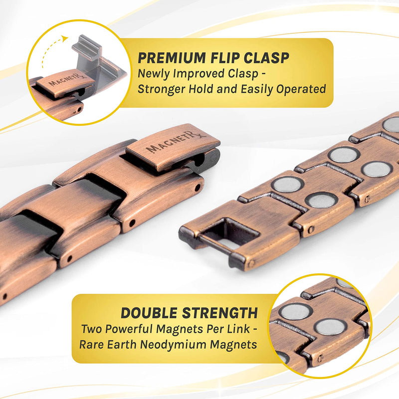 [Australia] - MagnetRX® Pure Copper Bracelet for Men – Effective Ultra Strength Magnetic Copper Bracelets – Adjustable Bracelet Length with Included Sizing Tool (Leo Style) Leo Style 