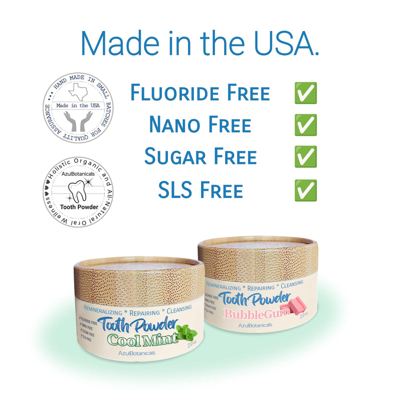 [Australia] - Remineralizing & Cleansing Tooth Powder, Bubblegum. Fluoride Free, SLS Free, Nano Free for Organic Oral Wellness (2 Ounces) 2 Ounce (Pack of 1) 
