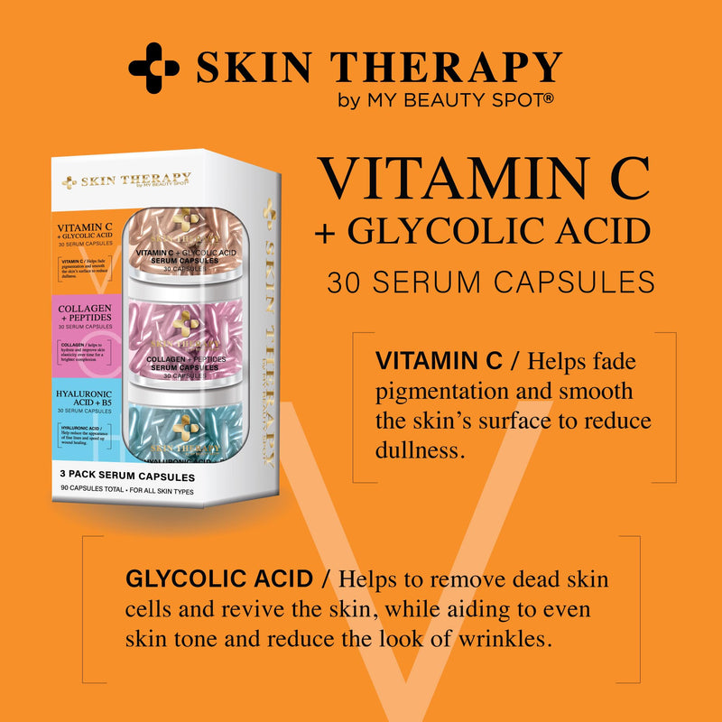 My Beauty Spot Facial Serum Capsules 3 Pack 90pcs Vitamin C Serum, Hylunaric Acid Serum, Collagen Serum for Face Anti Aging Anti Wrinkle Serum for Fine Lines Standard
